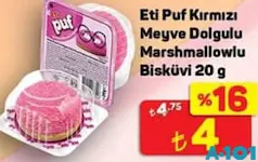 ETİ PUF KIRMIZI MEYVE DOLGULU MARSHMALLOWLU BİSKÜVİ 20 G